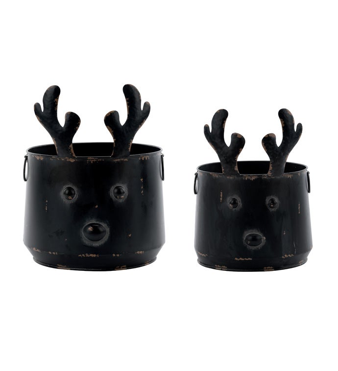 Distressed Reindeer Pot Cover, Set