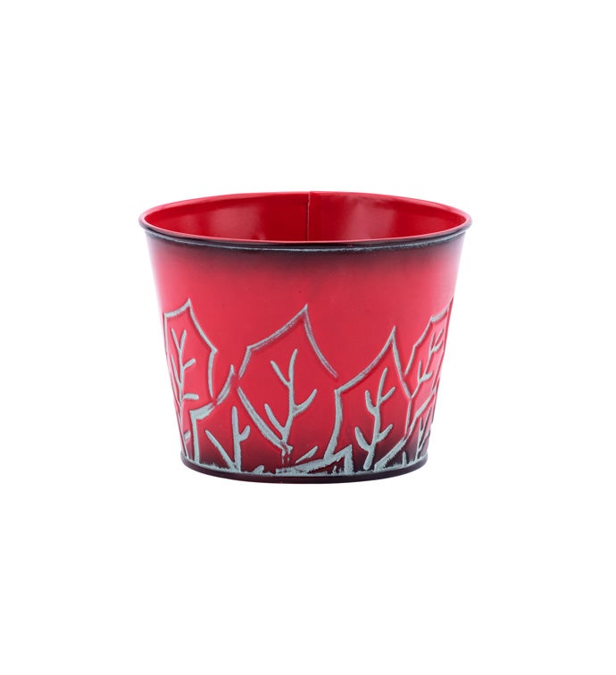 5" Red Holly Leaf Pot Cover        