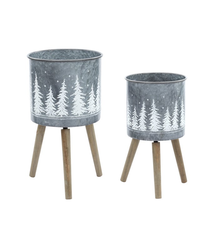 White/Grey Tree Planter/Stand, Set