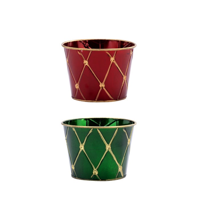 5" Red/Green Pot Cover, 2 Assorted 