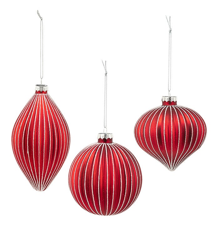 Red and Silver Ornament, 3 Ass