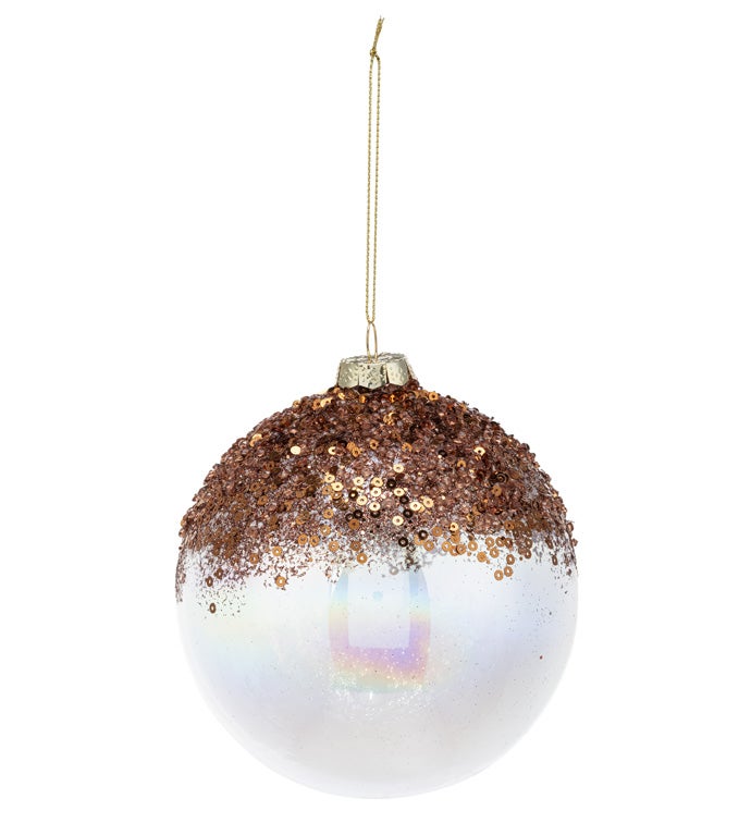 Copper/Glitter Glass Ball Orn