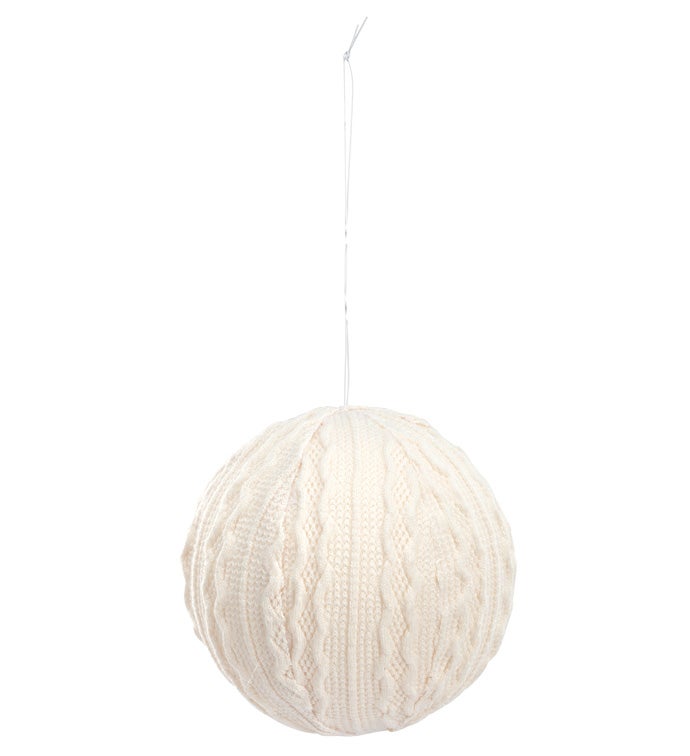 Cream Cable Knit Ball Ornament