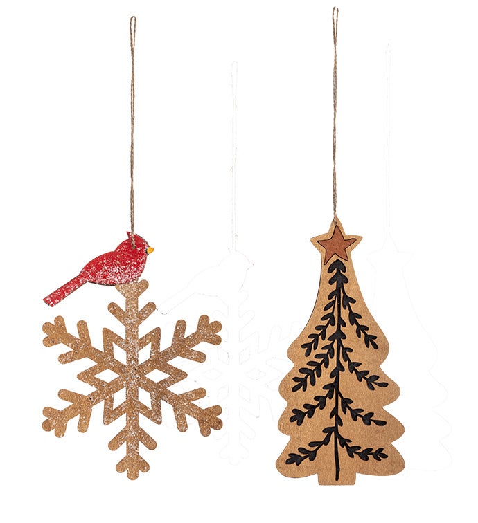Tree & Snowflake Ornament, 2 Assort