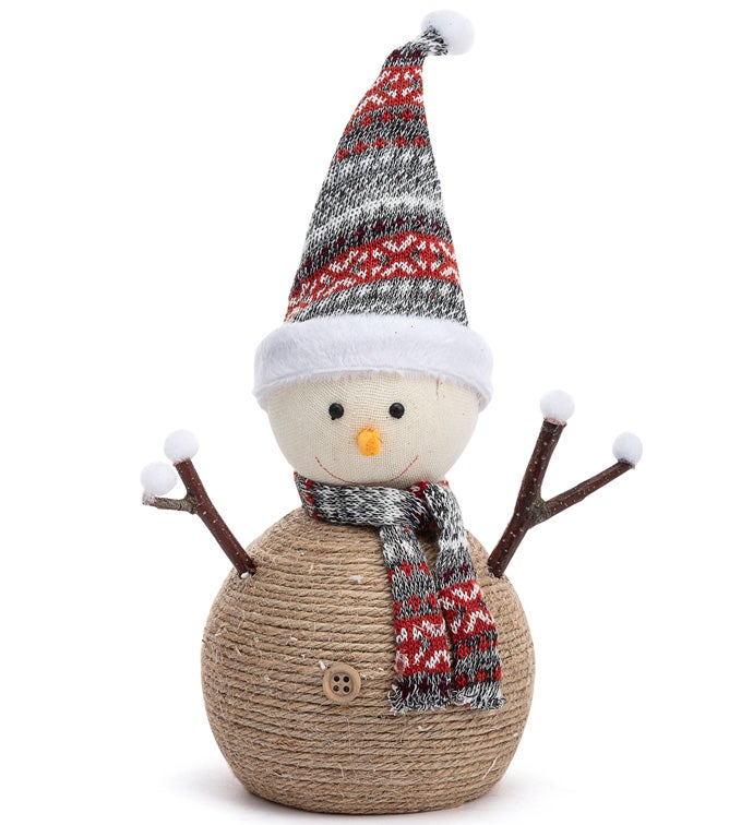 Large Rope Knit Hat Snowman