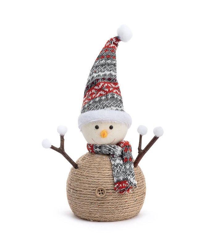 Small Rope Knit Hat Snowman