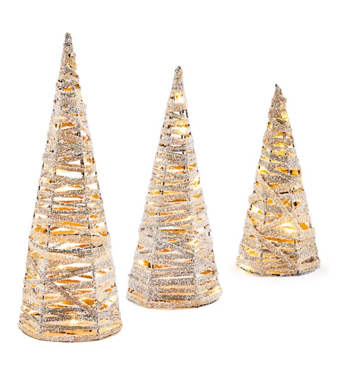 Light Up Cone Trees, Set of 3