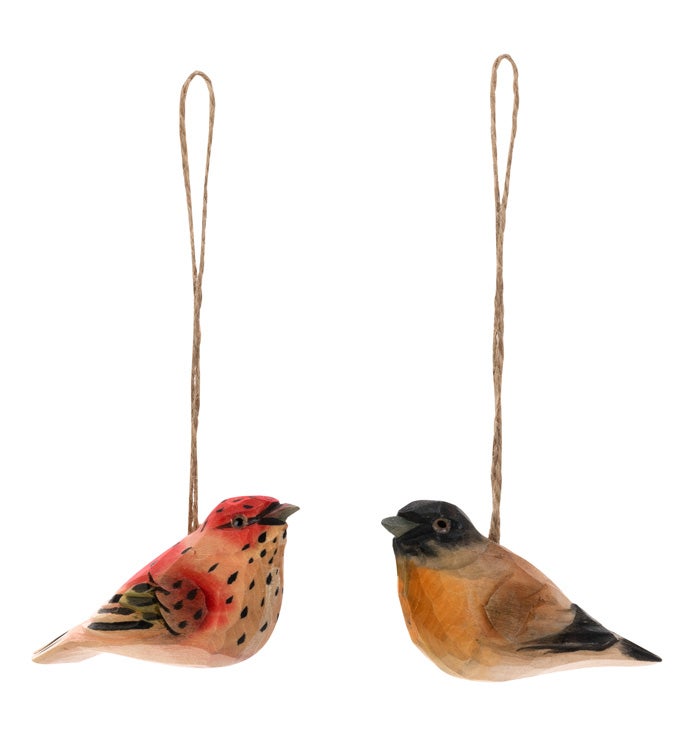 Wood Bird Ornament, 2 Assorted