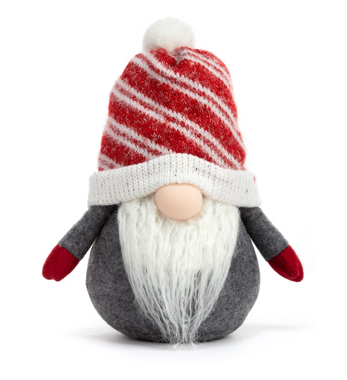 Small Gray Plush Gnome with Red/Whi