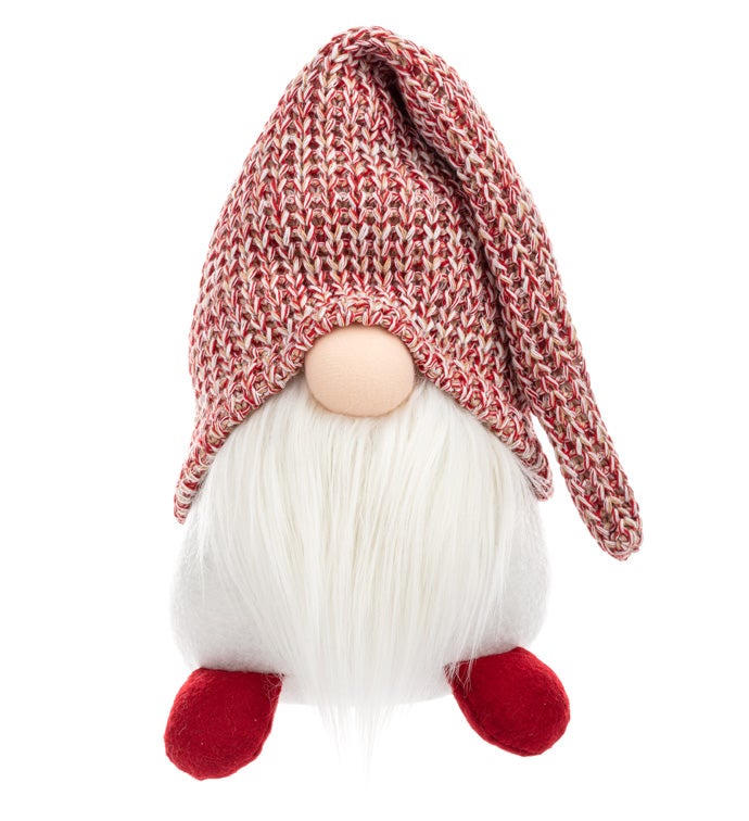 Plush Gnome with Rust White Knit Ca