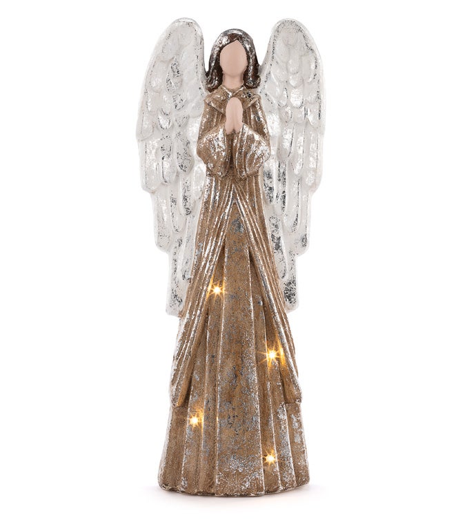 LED Beige Angel with Silver Wings