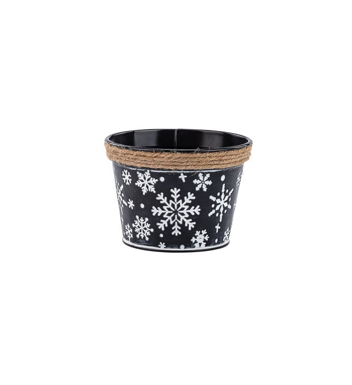 5" Black Pot with Snowflake an