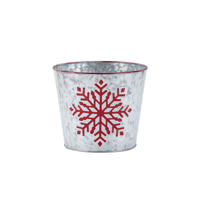 6.5" Red Snowflake Pot Cover
