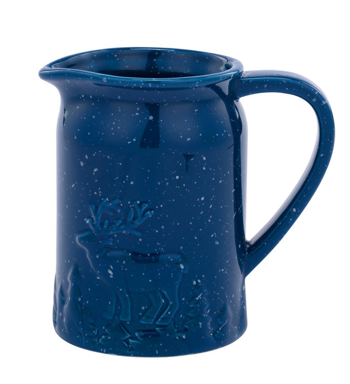 Blue Embossed Pitcher/White Speckle