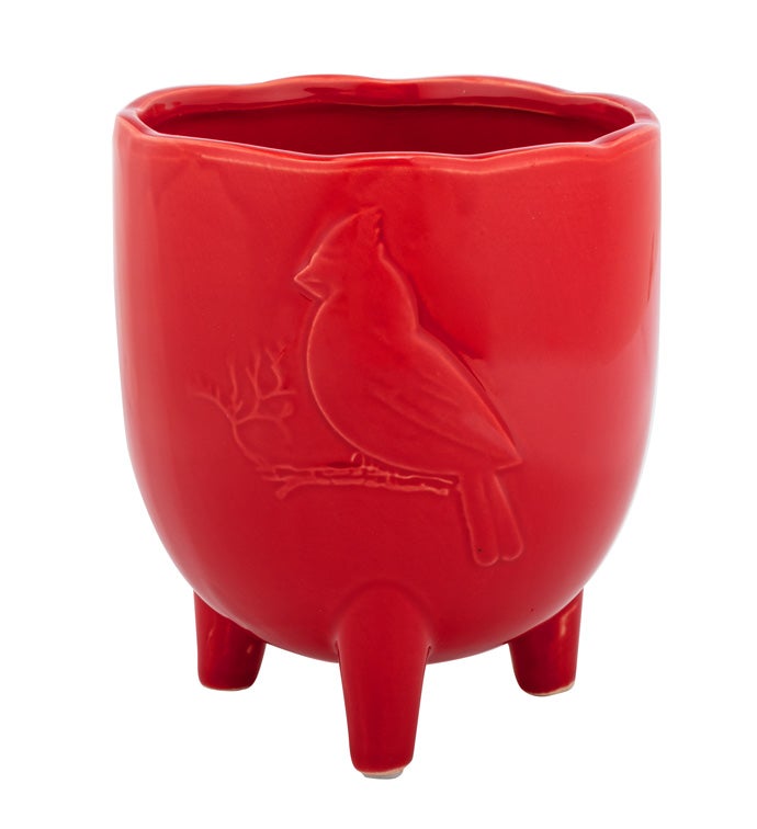 Large Cardinal Embossed Pot wi