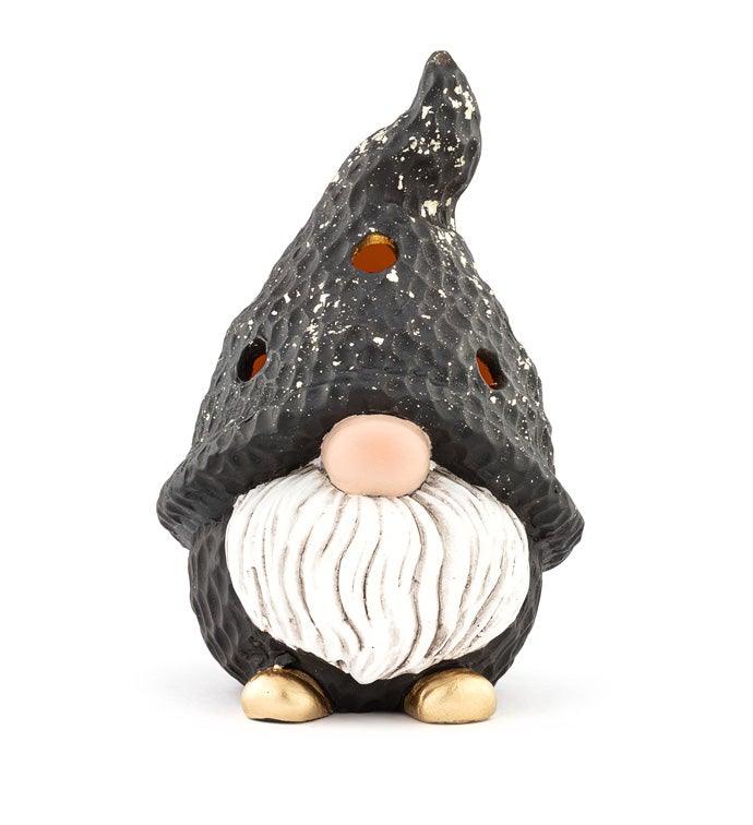 LED Gold Gnome with Round Black Hat