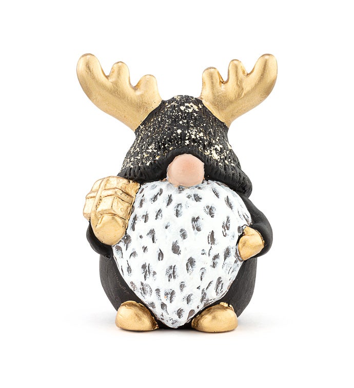 Black/Gold Sparkle Gnome with Antle