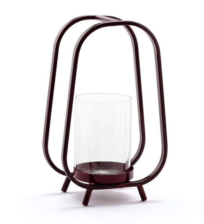 Antique Red Metal Lantern with Glas