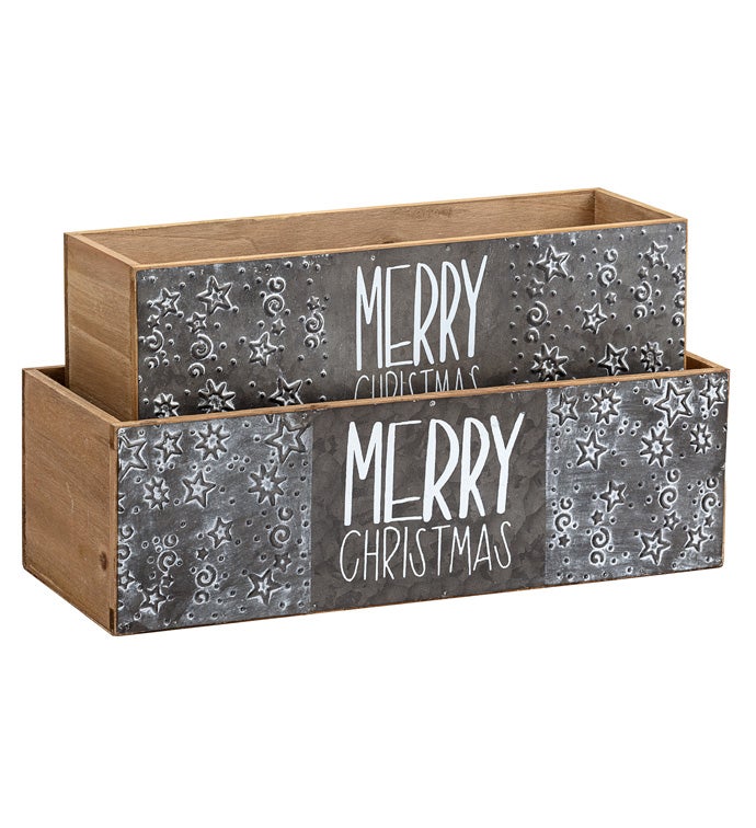 White Christmas Wood and Metal Box,