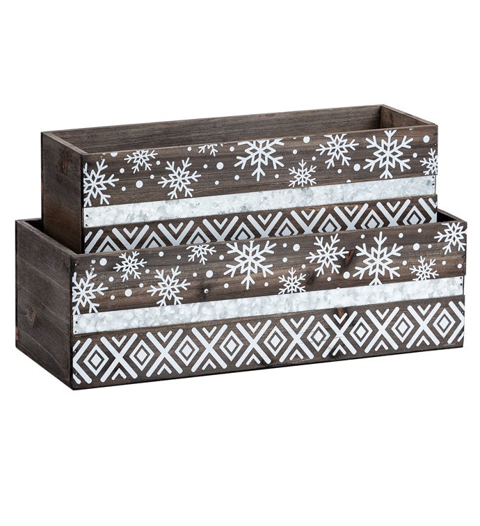 Boxes Snowflake & Tribal Pattern, S