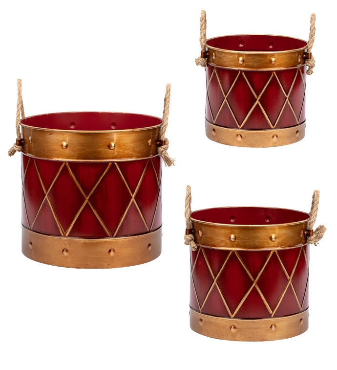 Red and Gold Drum Tree Cover, Set o