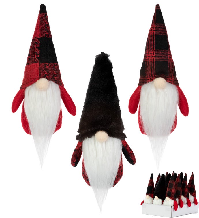 Red/Black Plush Gnome Ornament