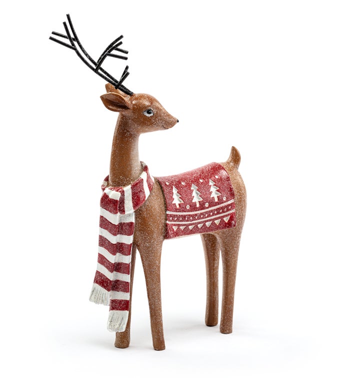 Reindeer with Striped Scarf
