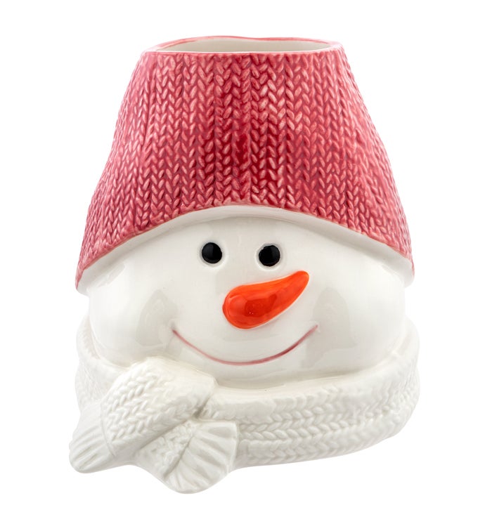 Red Knit Hat Snowman Planter