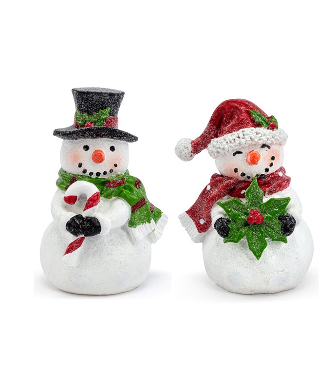 2 Assorted Holly Snowman