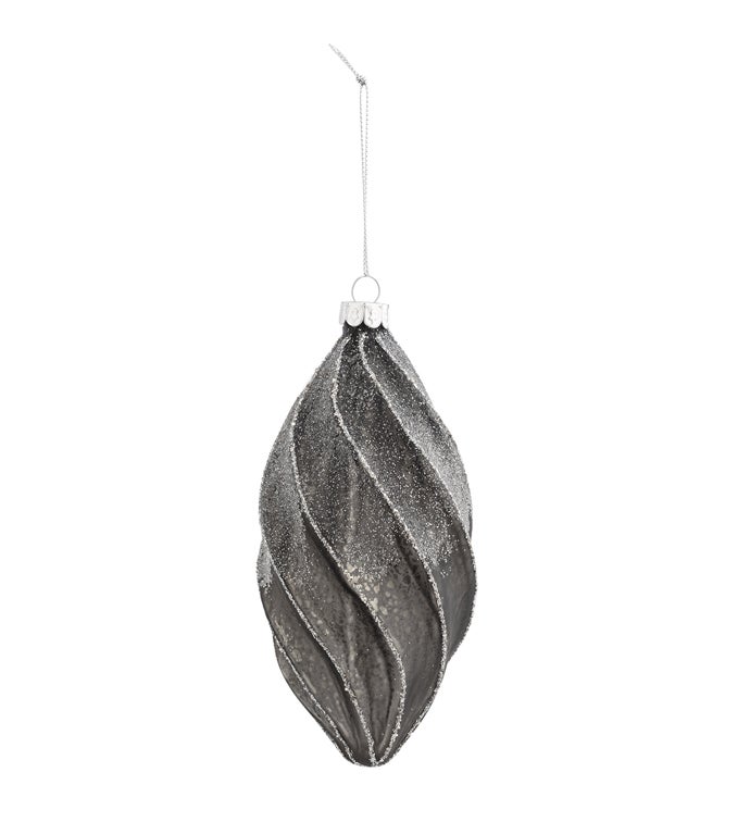 Pewter Glitter Swirl Ornament
