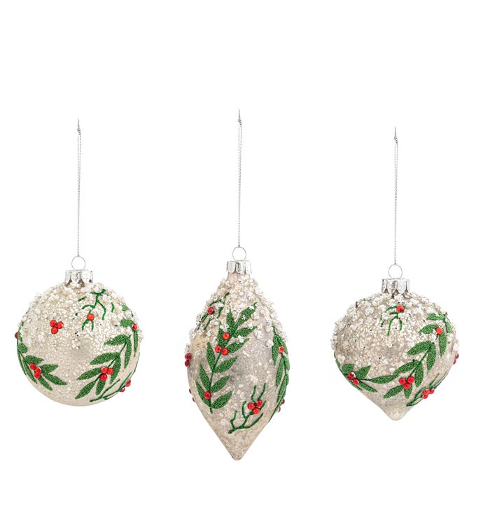 3 Assorted Berry Leaves Ornament