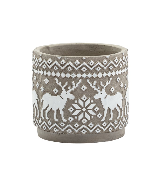 Small Embossed Reindeer Planter