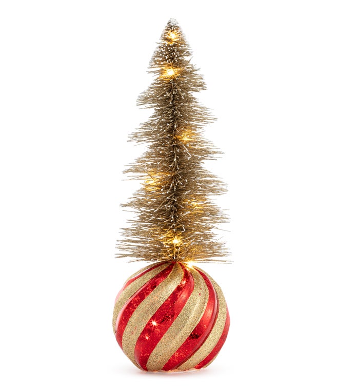 LED Gold Tree on Swirl Ornament