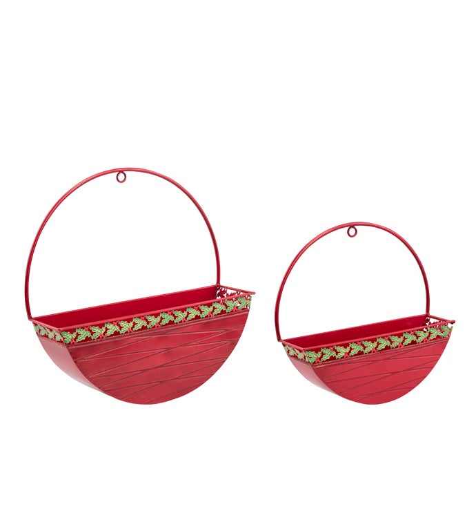 Red/Holly Wall Planter  Set of 2
