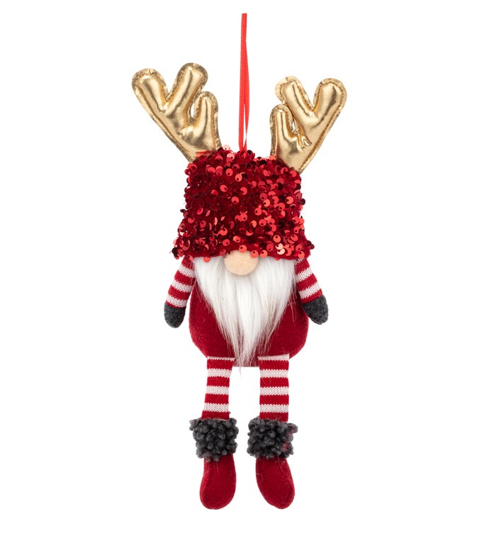 Red/White Antler Gnome Ornament