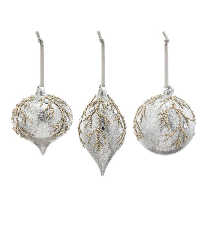 Silver Relief Ornament, 3 Assorted