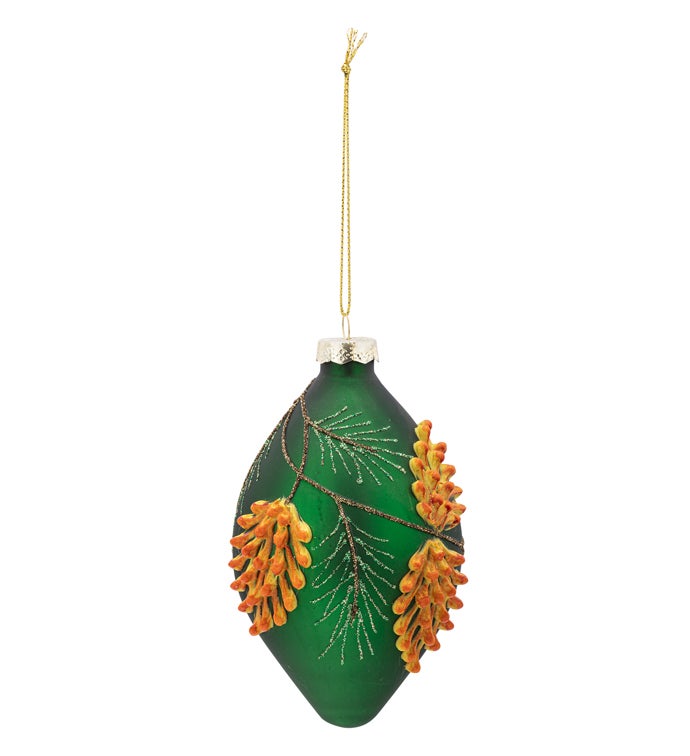 Green Pine Cone Relief Ornament