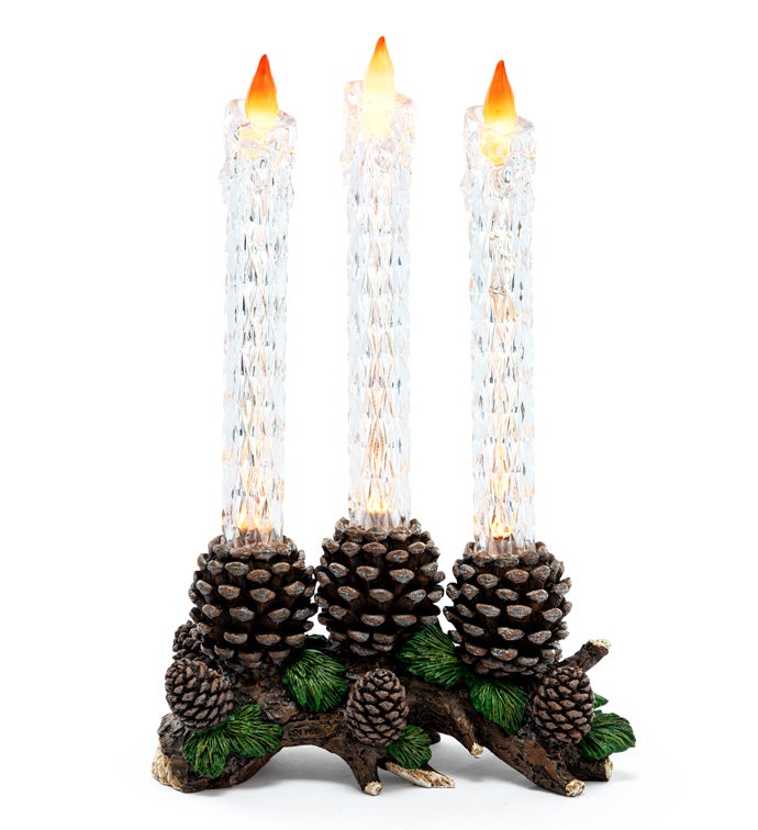 LED 3-Candles in Pine Cones