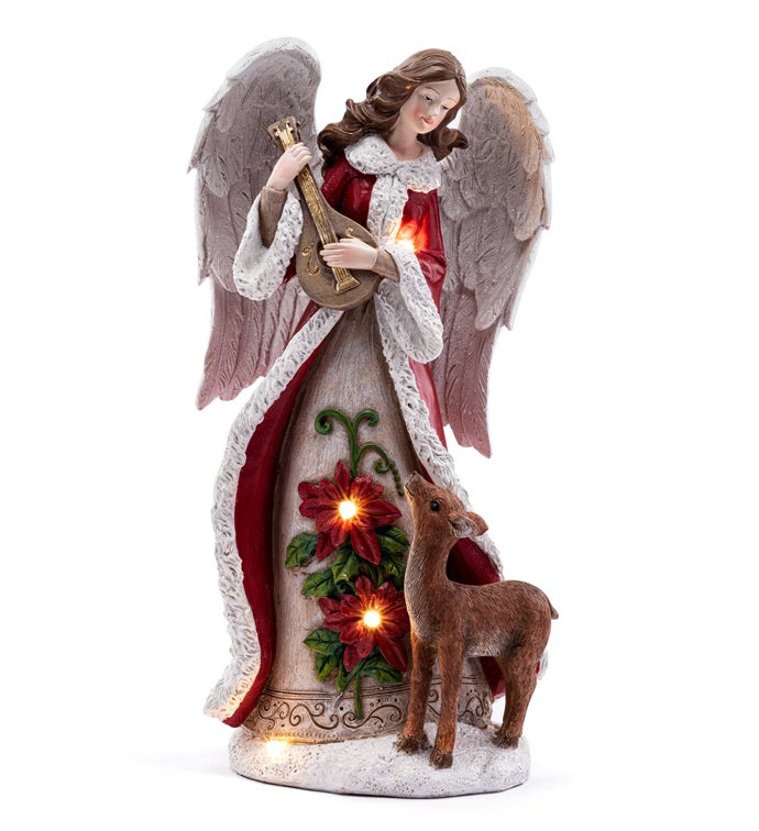 LED Angel with Deer and Violin