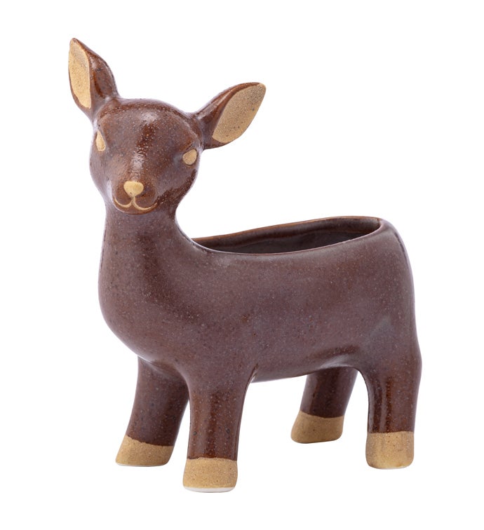 Dark Brown Deer Planter