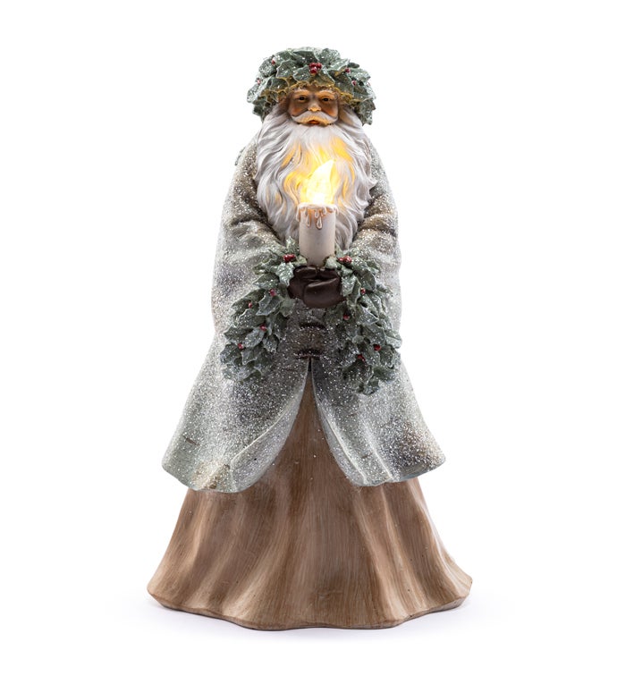 LED Santa with Wreath and Candle