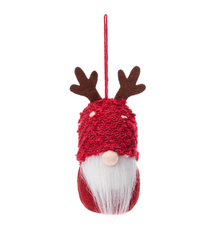 Red Hat Gnome with Antlers Ornament