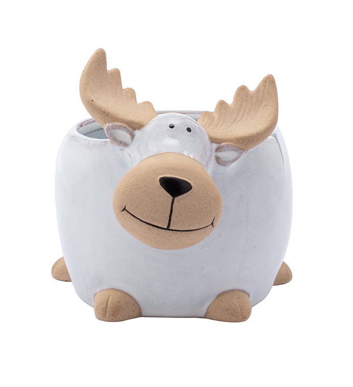 Wht Moose Planter