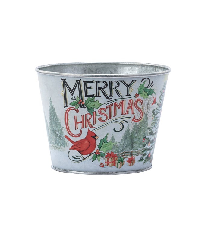5" Vintage Merry Christmas Pot Cover