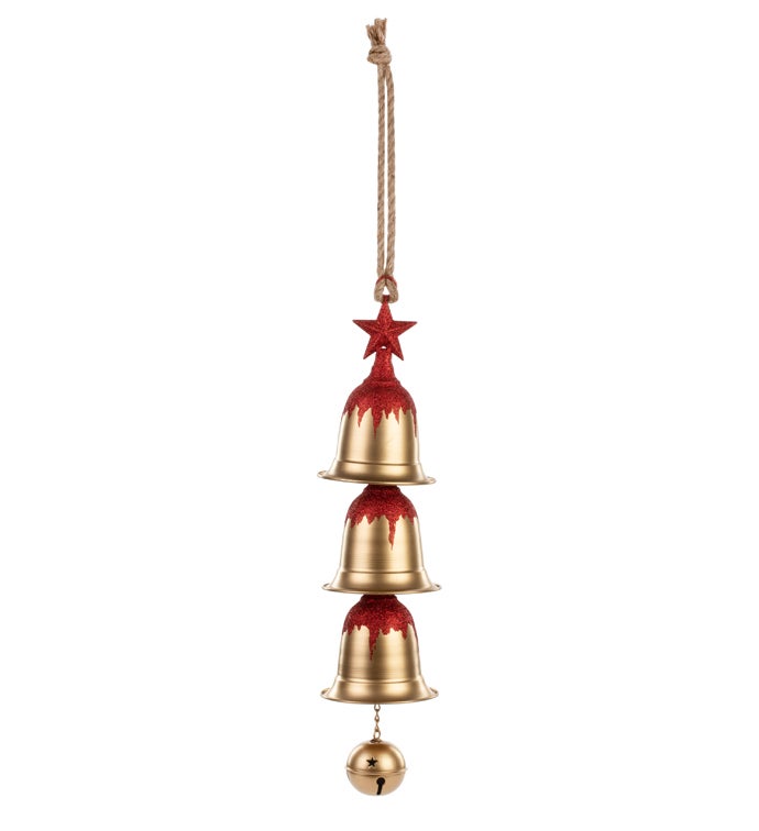Red/Gold 3-Bell Star Ornament