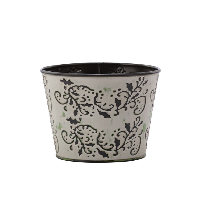 5" Embossed Holly Vine Pot Cover