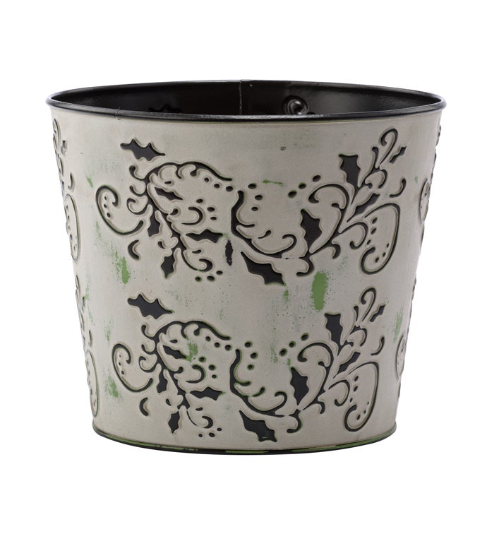 6.5" Embossed Holly Vine Pot Cover