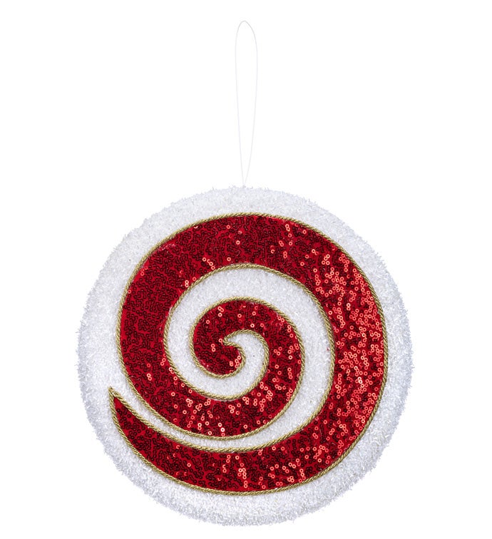Red/White Glitter Swirl Ornament