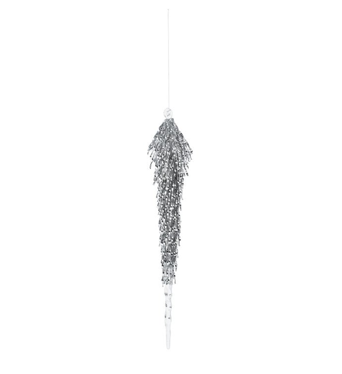 Silver Tinsel Icicle Ornament