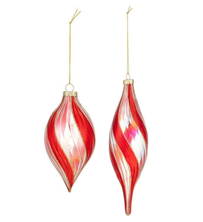 Red Ribbon Swirl Ornament  2 Assorted